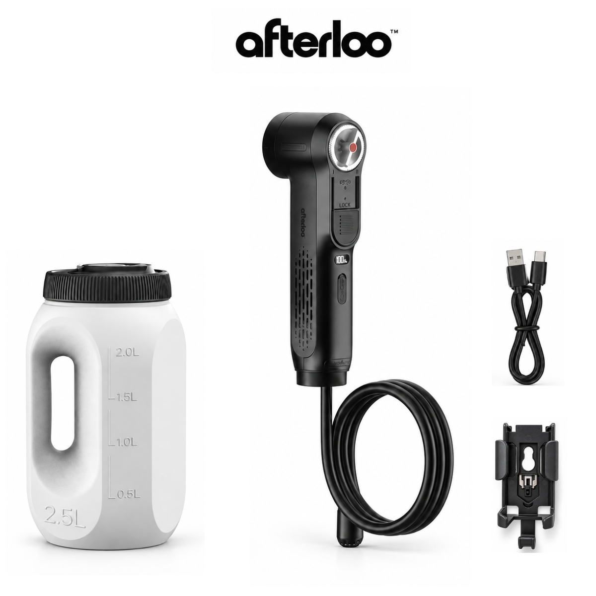 Afterloo Portable Rechargeable Water Jet Bidet – Adjustable Flow, IPX6 Waterproof